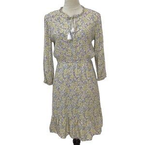 Loft Beach Peasant Boho Floral Tassel Tie Dress Cover Up Size Small